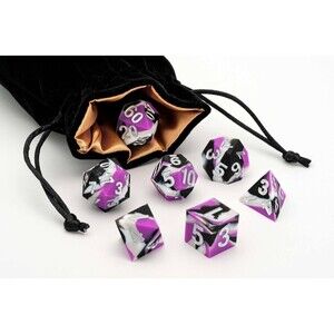 FanRoll 16mm 7pcs Pride Sharp Edge Silicone Rubber Poly Dice Set: Asexual
